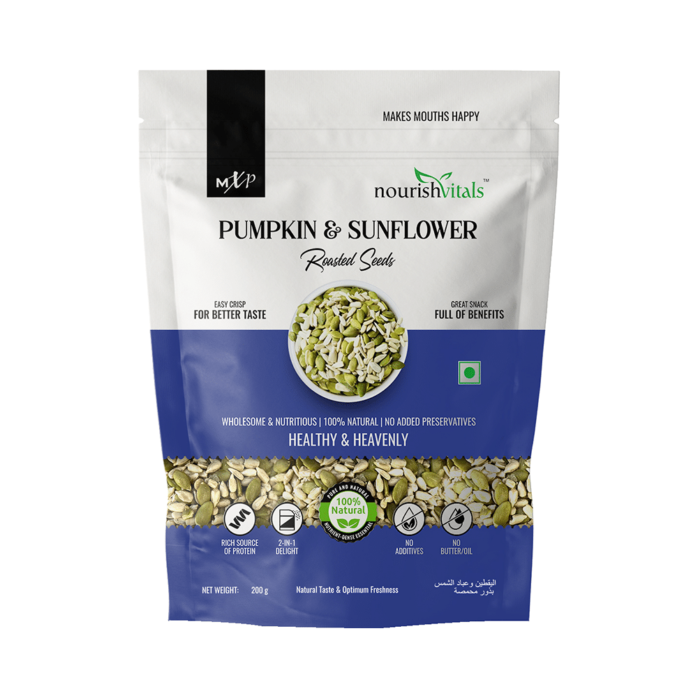 NourishVitals Combo Pack of Sunflower Roasted Seeds and Pumpkin & Sunflower Roasted Seeds (200gm Each) - Image 3