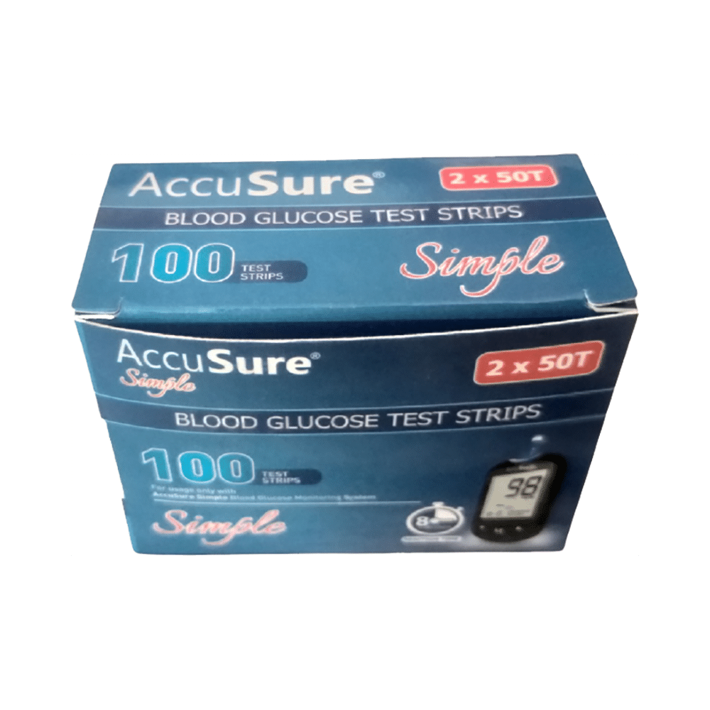 AccuSure Simple Blood Glucose Test Strip (Only Strip) | Diabetes Monitoring Devices - Image 1