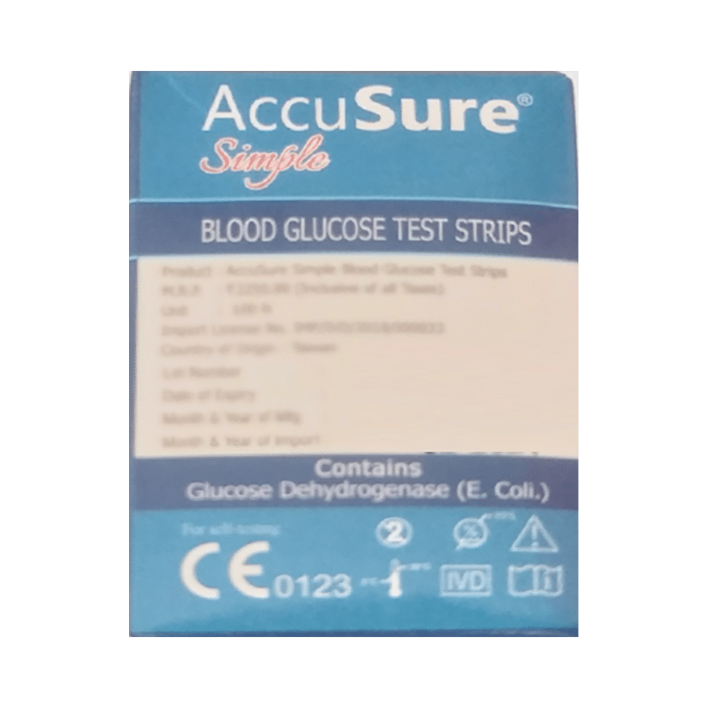 AccuSure Simple Blood Glucose Test Strip (Only Strip) | Diabetes Monitoring Devices - Image 2