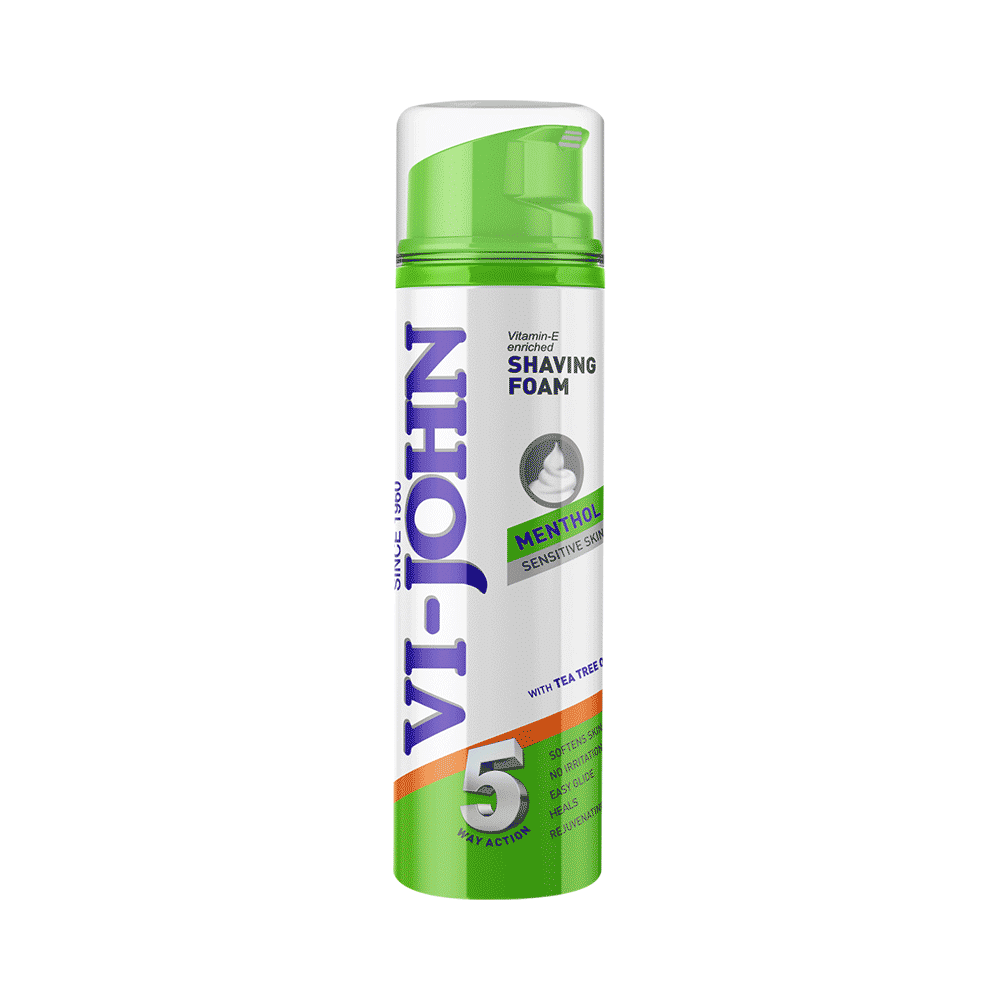 Vi-John Menthol Sensitive Skin Vitamin E Enriched 5 Way Action Shaving Foam for Men - Image 1