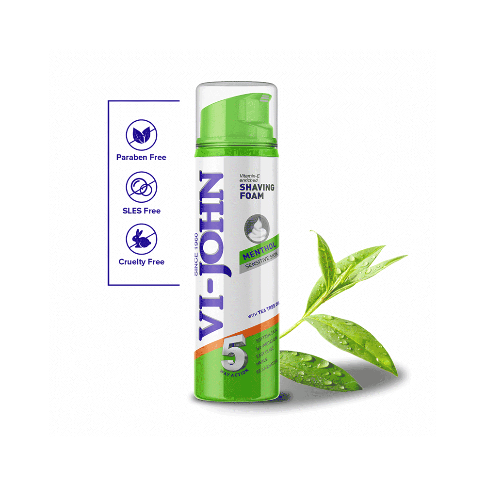 Vi-John Menthol Sensitive Skin Vitamin E Enriched 5 Way Action Shaving Foam for Men - Image 8