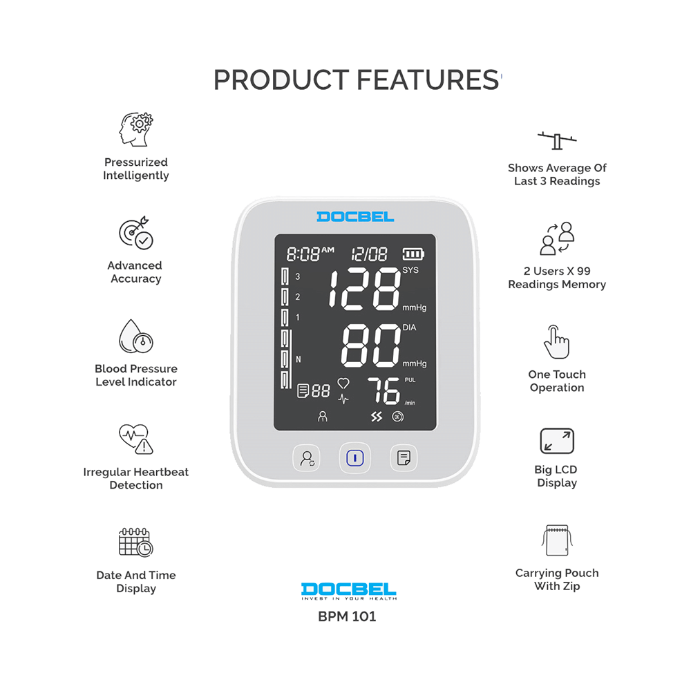 Docbel BPM 101 Upper Arm Digital Blood Pressure Monitor - Image 4