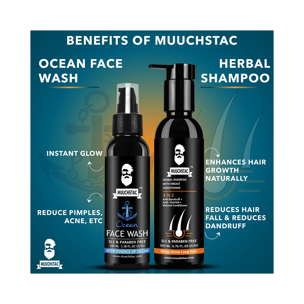 Muuchstac Combo Pack of Ocean Face Wash 100ml & Herbal Shampoo 200ml - Image 2