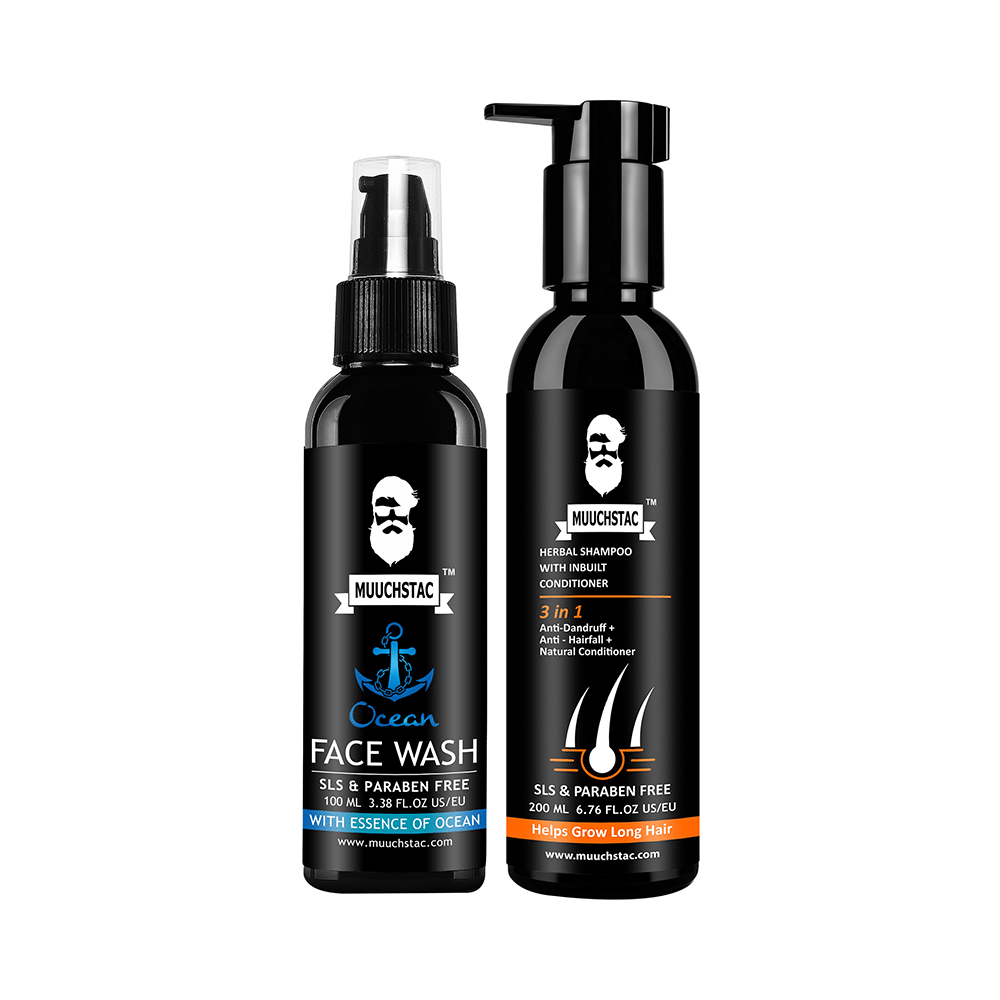 Muuchstac Combo Pack of Ocean Face Wash 100ml & Herbal Shampoo 200ml