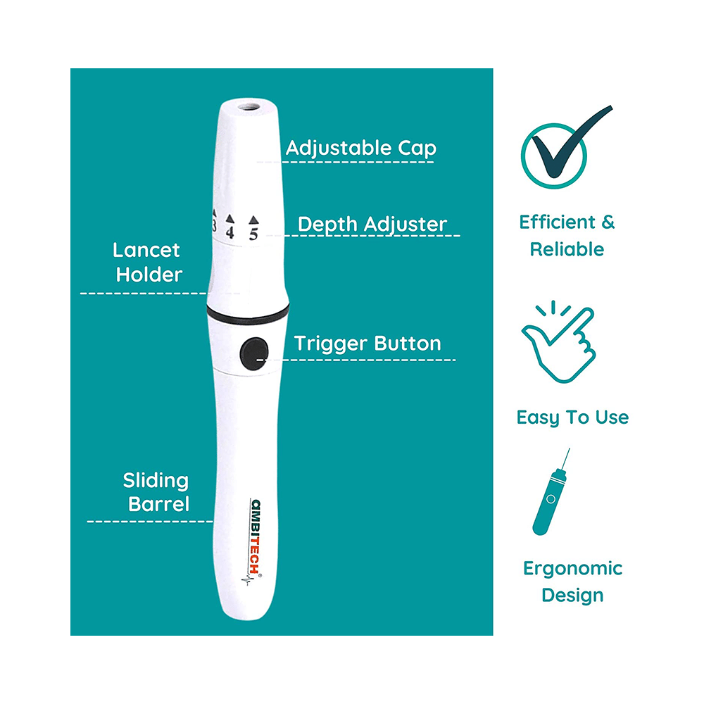 Ambitech Combo Pack of Adjustable Lancing Device with Ambitech 50 Round Lancets - Image 5