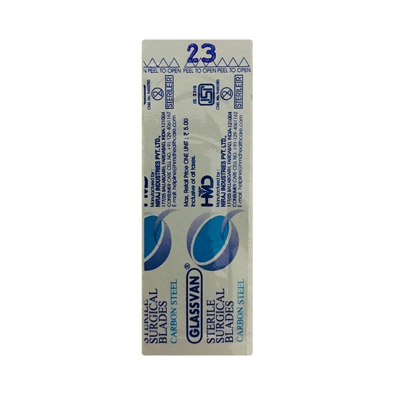 Glassvan Sterile Surgical Blades Size 23 Carbon Steel