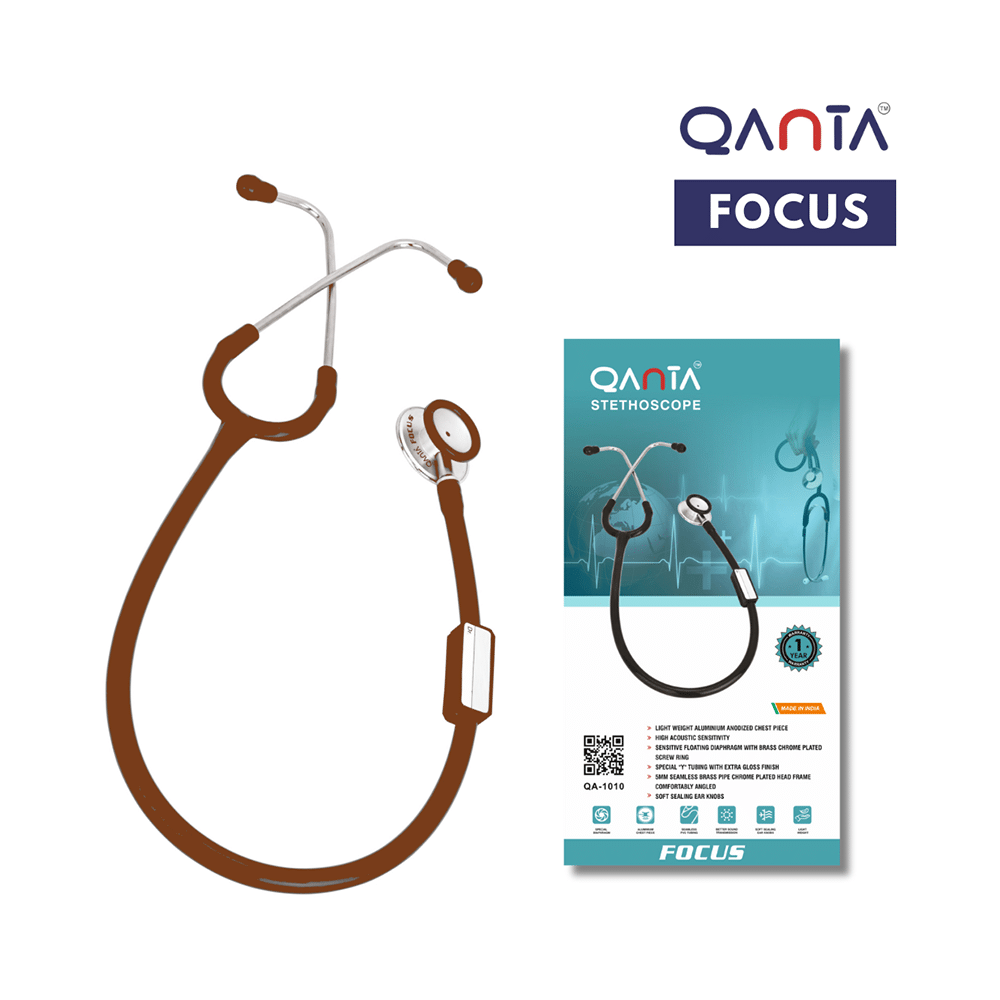 Qanta QA-1010 Stethoscope Focus With Aluminium Anodized Chest Piece Brown - Image 6