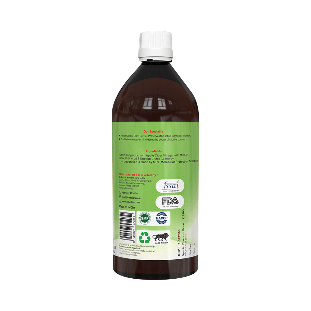 Dr. Patkar's Apple Cider Vinegar with Garlic, Ginger, Lemon and Honey | Raw & Unfiltered for Weight loss - Image 4