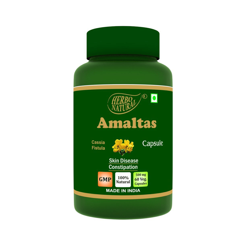 Herbo Natural Amaltas (Cassia Fistula) Extract 500mg Veg Capsule - Image 1