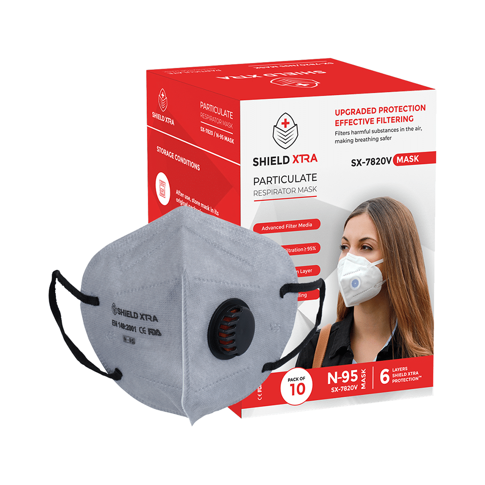 Shield Xtra Universal SX 7820V N95 FFP2 Certified Earloop with 6 Layers Particulate Respirator Mask - Image 1