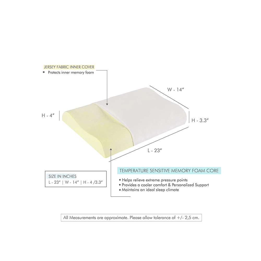 The White Willow Contour Cervical Orthopedic Memory Foam Pillow Queen Size Off White - Image 2