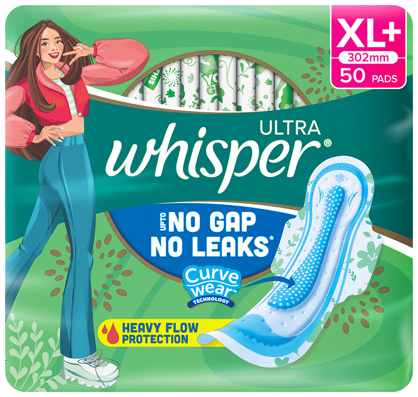 Whisper Ultra No Gap No Leaks Sanitary Pad XL+ - Image 1
