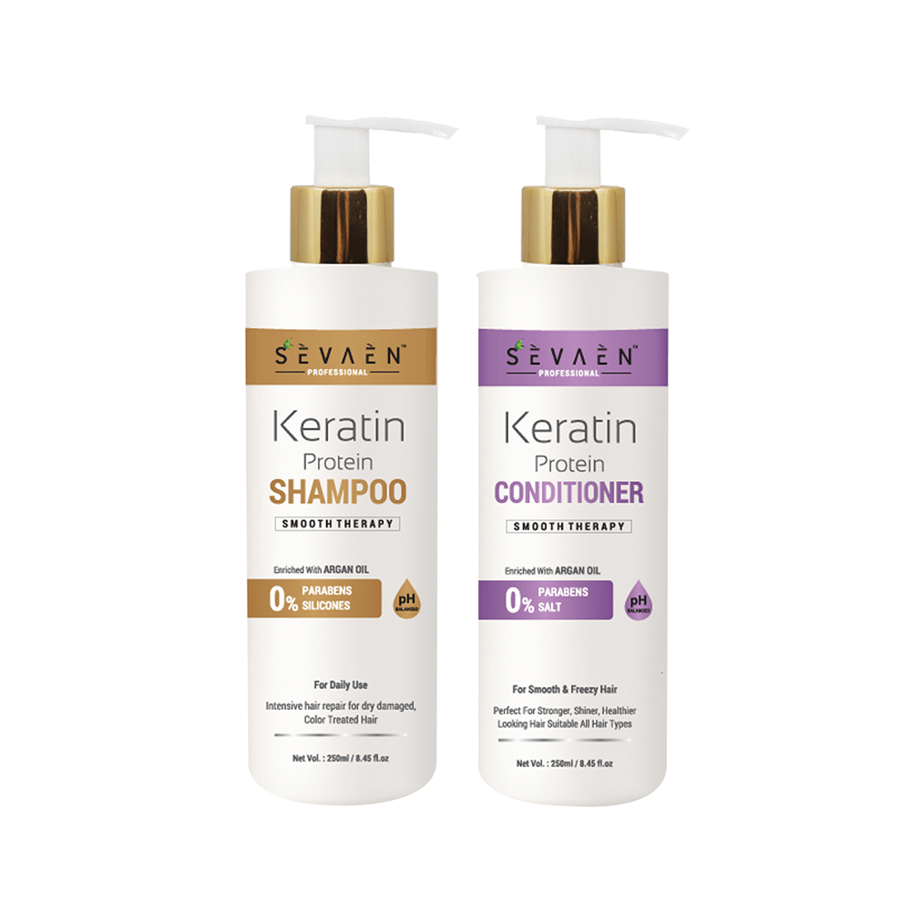 Sevaen Professional Combo Pack of Keratin Protien Shampoo & Keratin Protien Conditioner (250ml Each) - Image 1