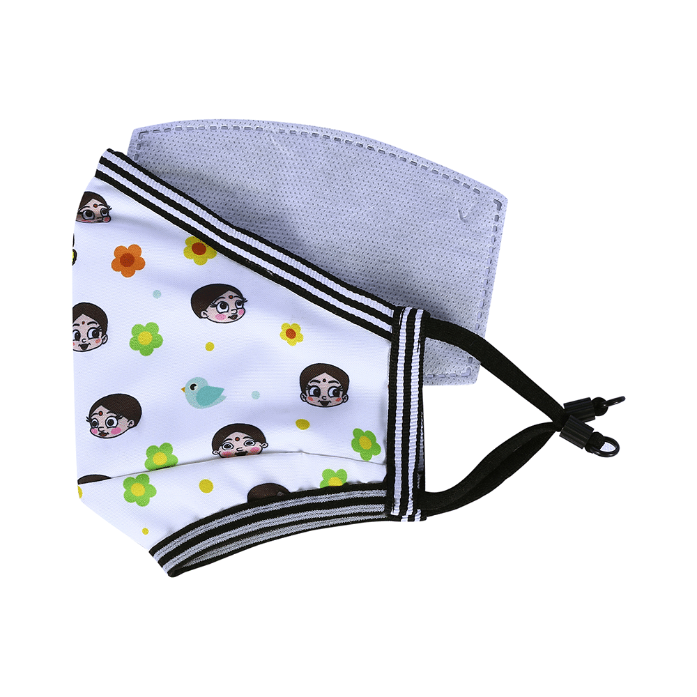 Vibe Chhota Bheem Premium Re-Usable Face Mask for Kids with 25 Filters Free Size Sparow - Image 2