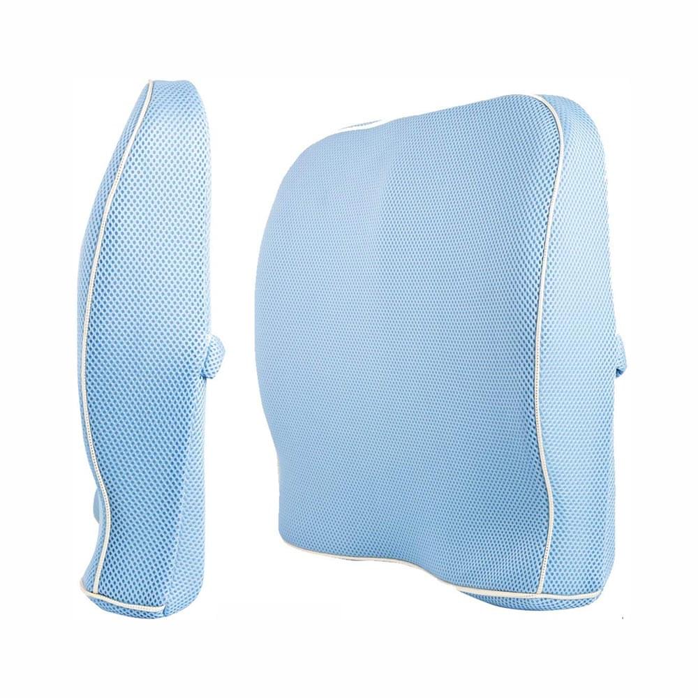 Grin Health Mid Backrest Cushion with Memory Foam Sky Blue Orthopaedic