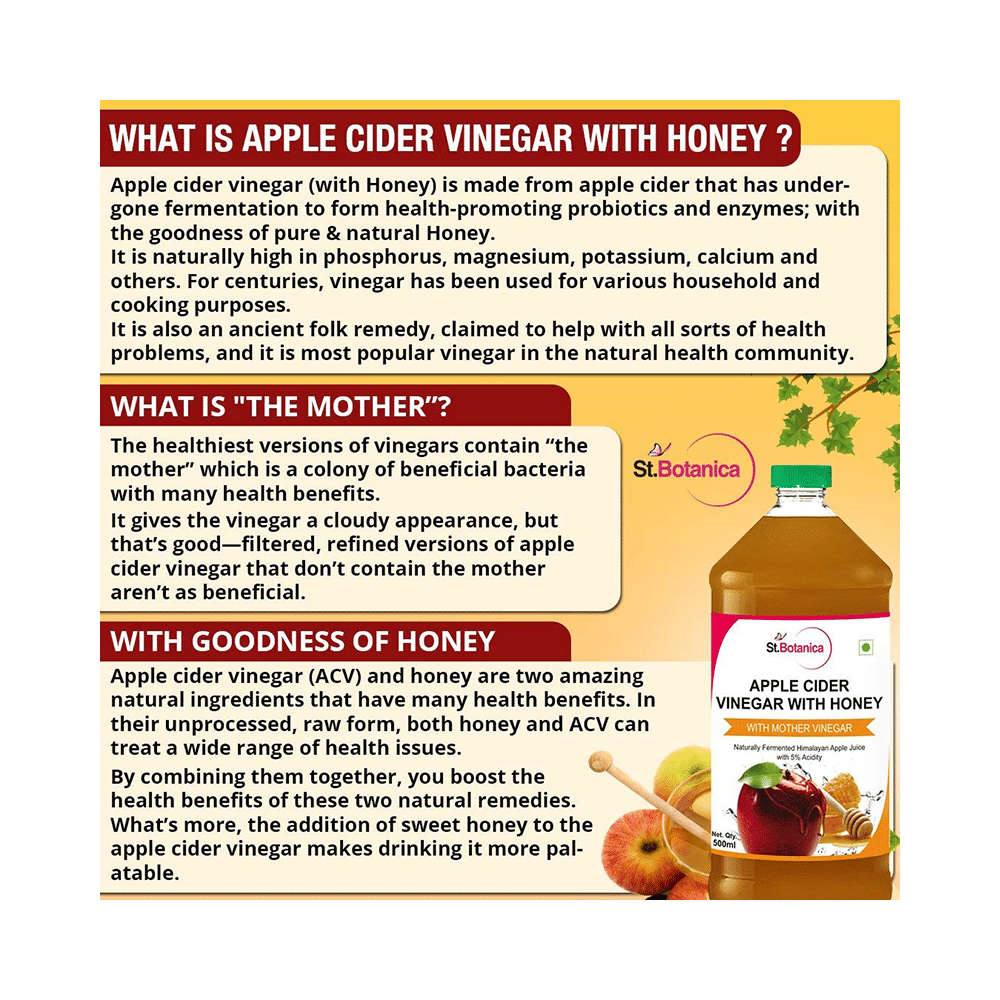 St.Botanica Apple Cider Vinegar with Honey with Mother Vinegar - Image 4