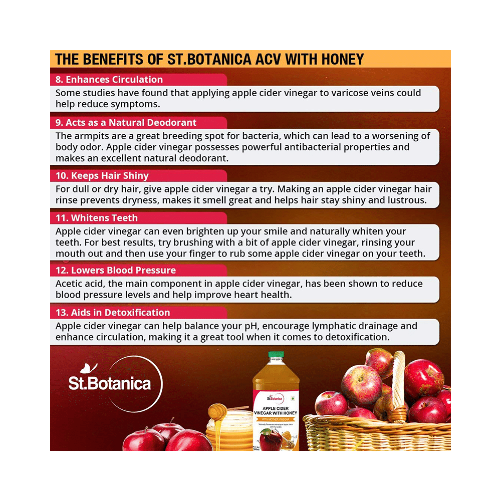 St.Botanica Apple Cider Vinegar with Honey with Mother Vinegar - Image 6