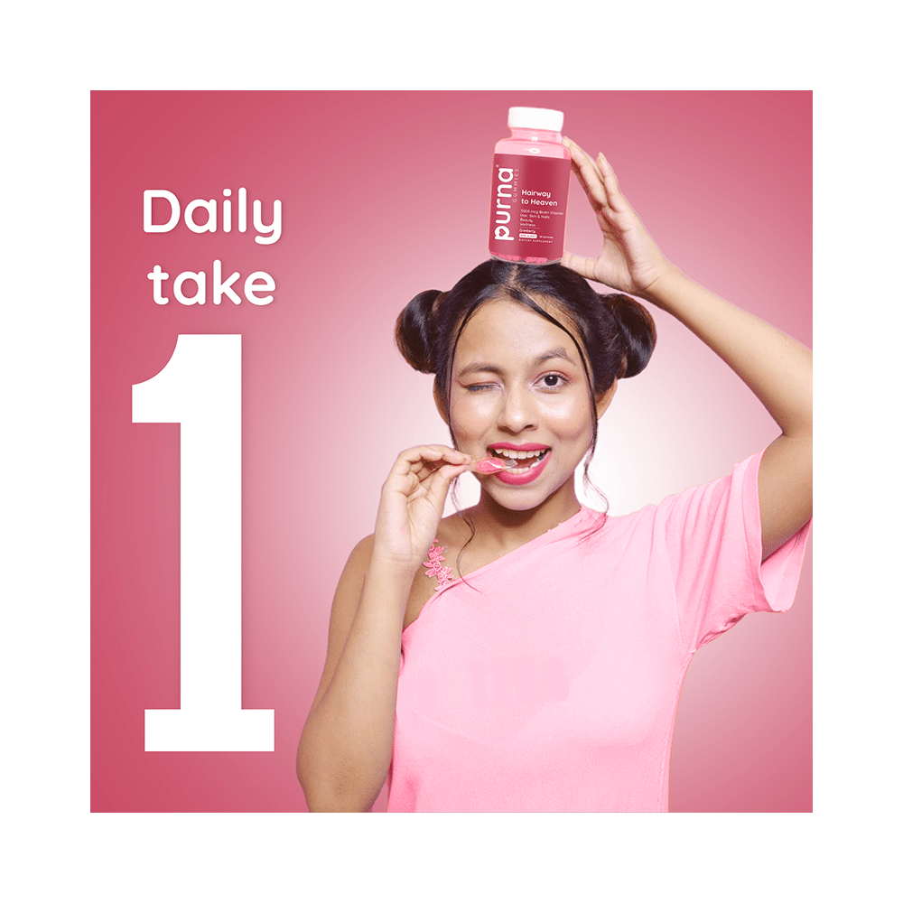 Purna Gummies Hairway to Heaven 5000mcg Biotin Vitamin Cranberry - Image 7