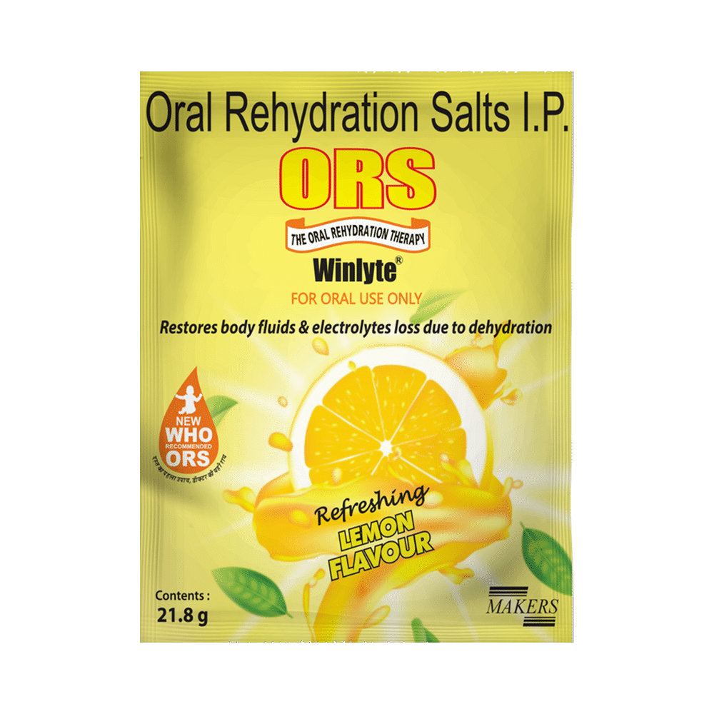 Winlyte ORS for Restoring Body Fluid & Electrolytes | Flavour Sachet Refreshing Lemon - Image 1