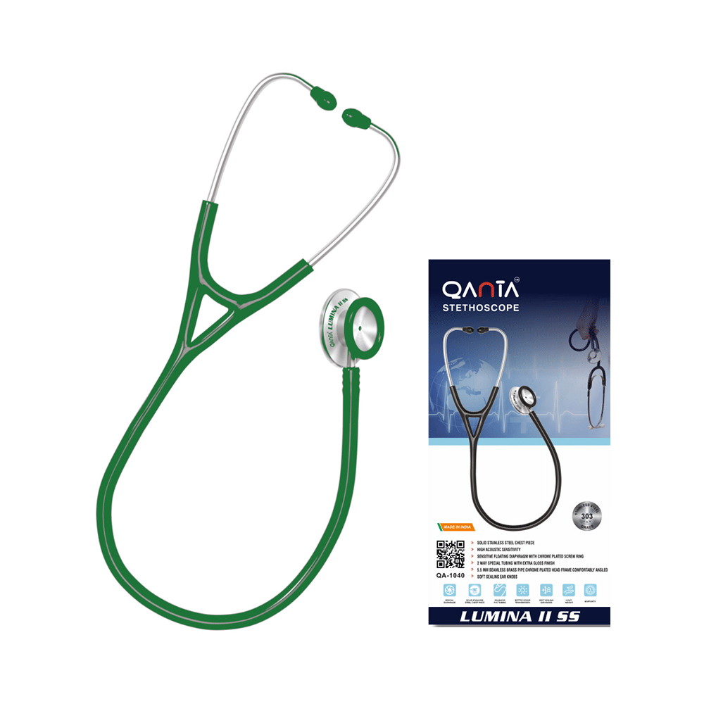 Qanta QA-1040 Stethoscope Lumina II SS With Stainless Steel Chest Piece Green - Image 1