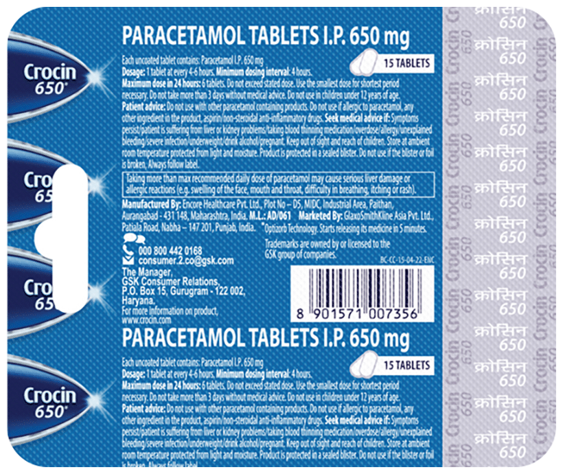 Crocin 650 Tablet - Image 2