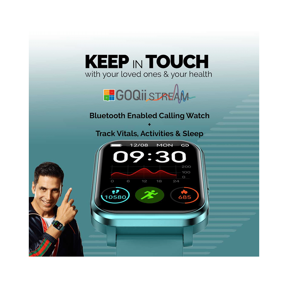 GOQii Stream SpO2 Bluetooth Calling with 3 Months Health & Personal Coaching Subscription Smart Watch Green - Image 2