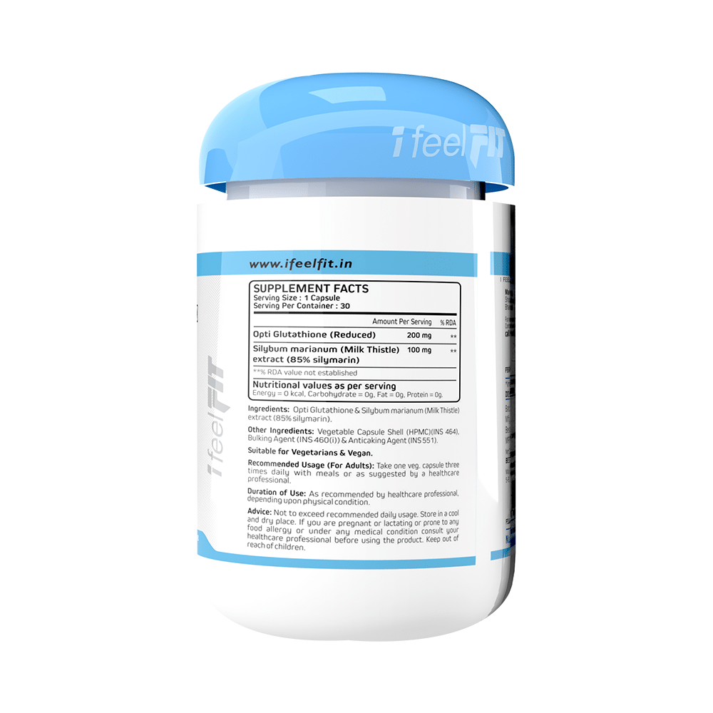 iFeelFIT Reduced & Free Form (Opti Glutathione) Glutathione + Milk Thistle High Absorption Capsule - Image 3