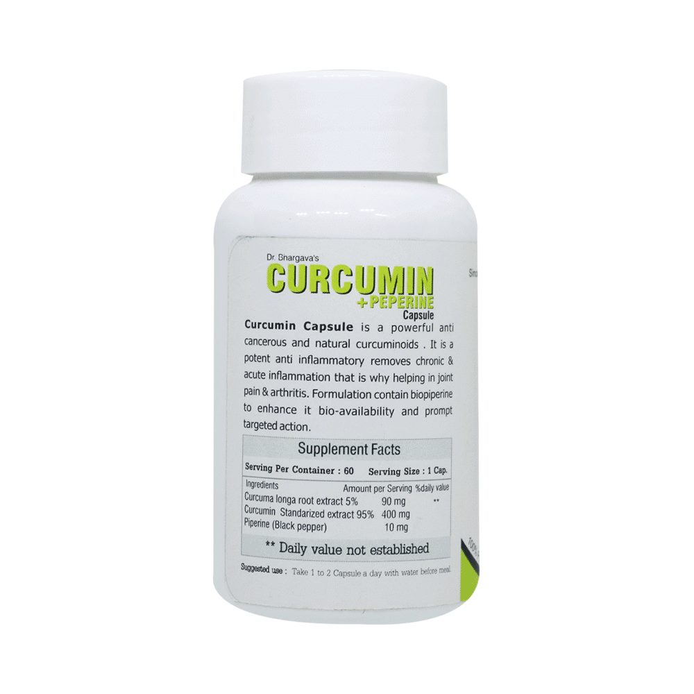 Dr.Bhargav’s Curcumine + Peperine Veg Capsule (60 Each) - Image 2