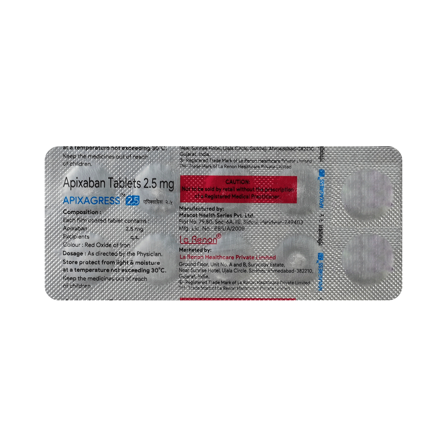 Apixagress 2.5mg Tablet - Image 1