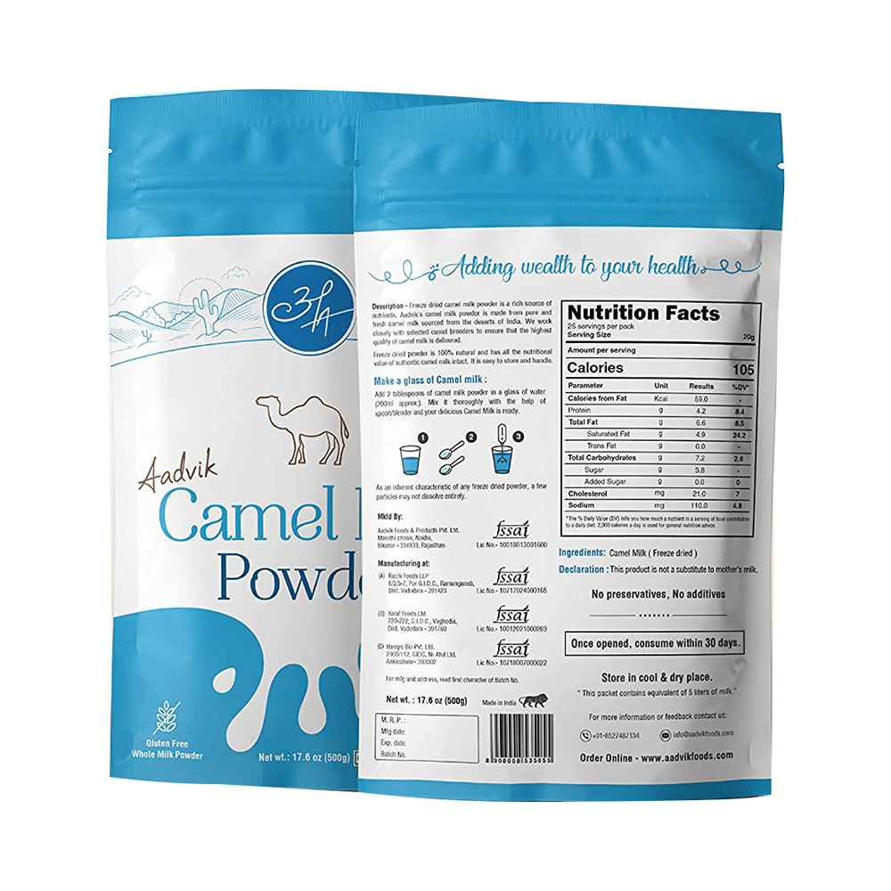 Aadvik Camel Milk with Vitamins & Minerals | Gluten Free | Powder Freeze Dried - Image 2