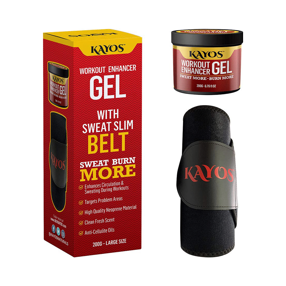 Kayos Workout Enhancer Gel 200gm with Sweat Slim Belt Large - Image 1