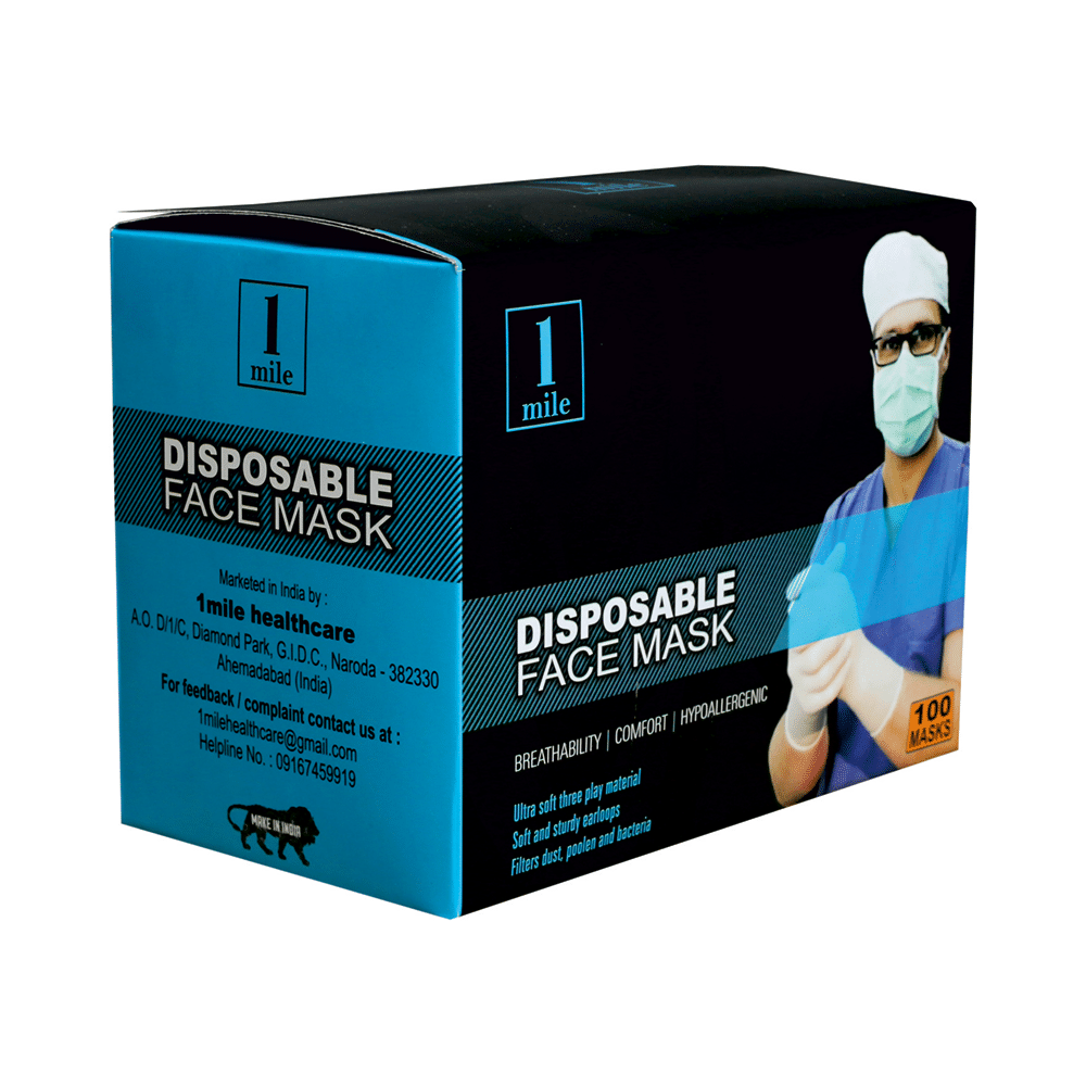 1Mile Disposable 3 Ply Face Mask Green - Image 2