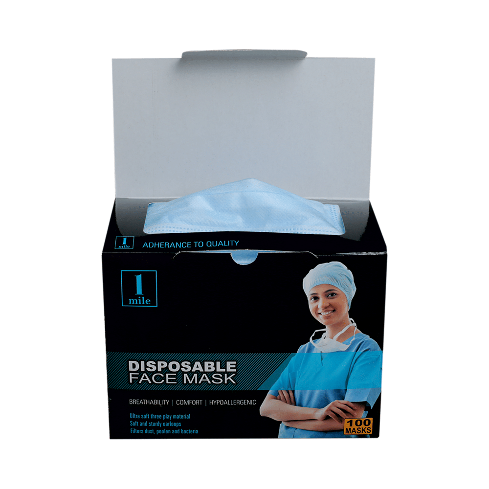 1Mile Disposable 3 Ply Face Mask Green - Image 3