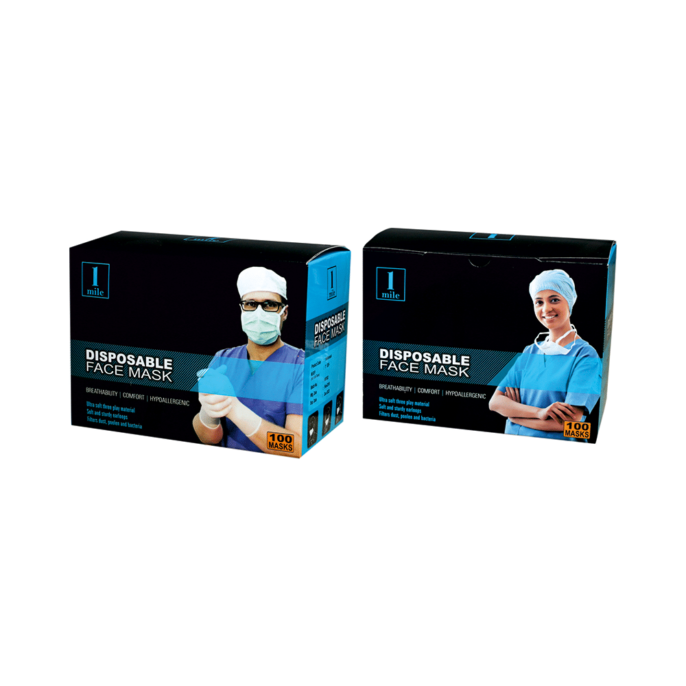 1Mile Disposable 3 Ply Face Mask Green - Image 4
