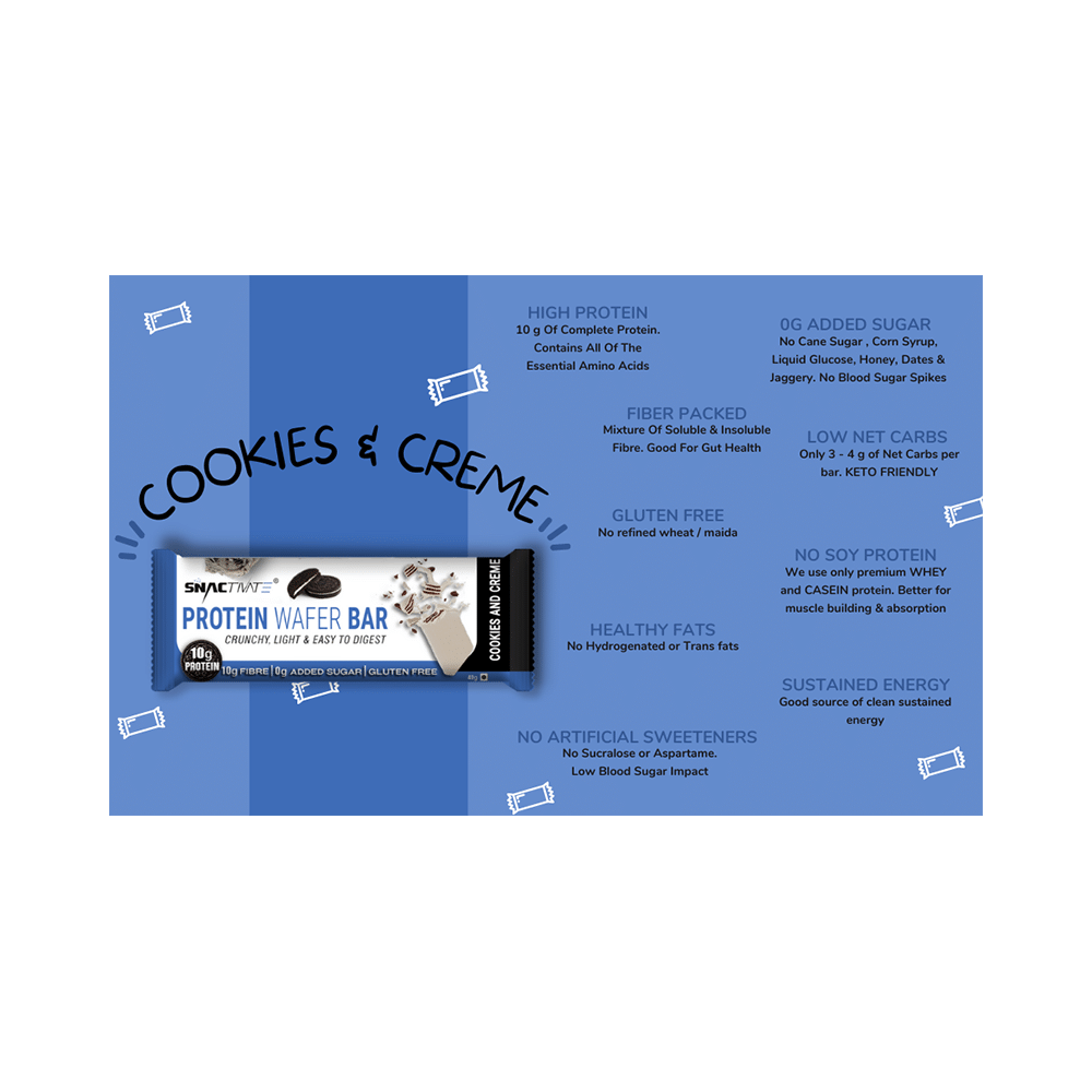 Snactivate Protein Wafer Bar (40gm Each) Cookies & Cream - Image 8