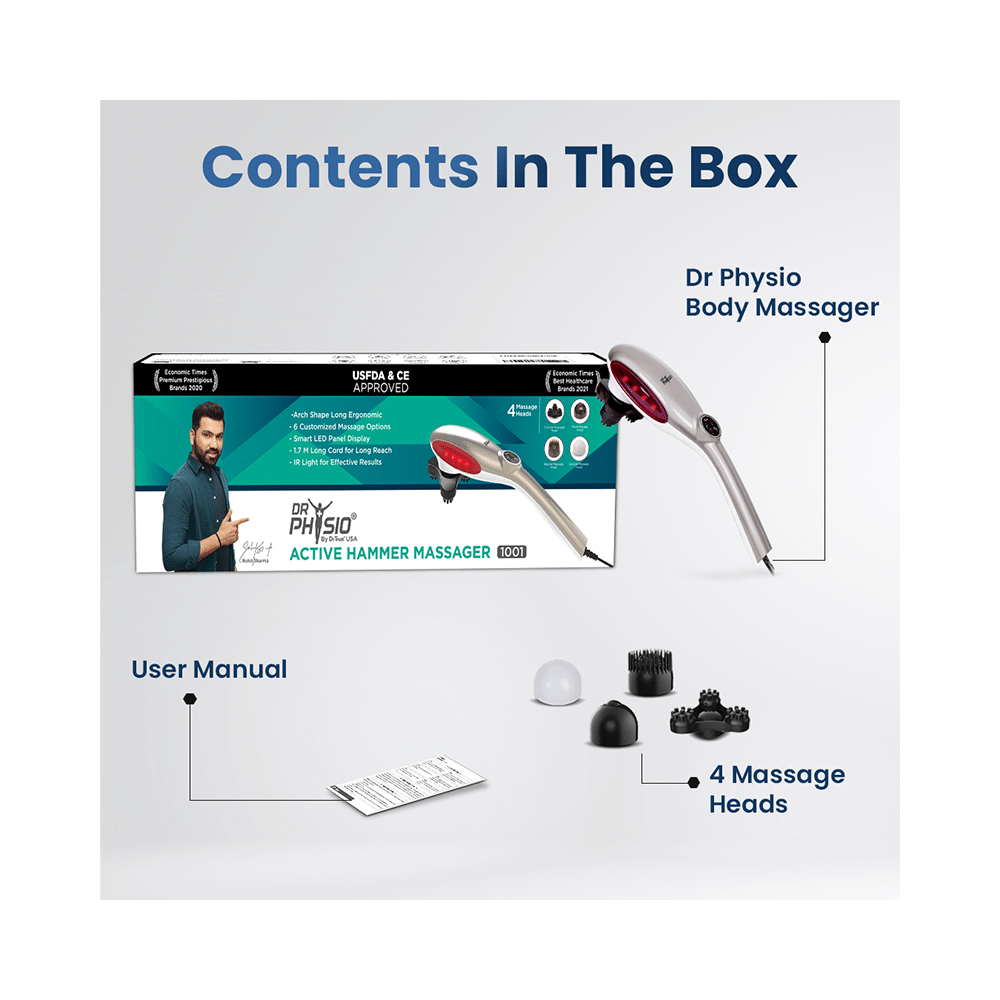 Dr Physio (USA) Active Hammer Electric Powerful Body Massager with Vibration Silver - Image 4