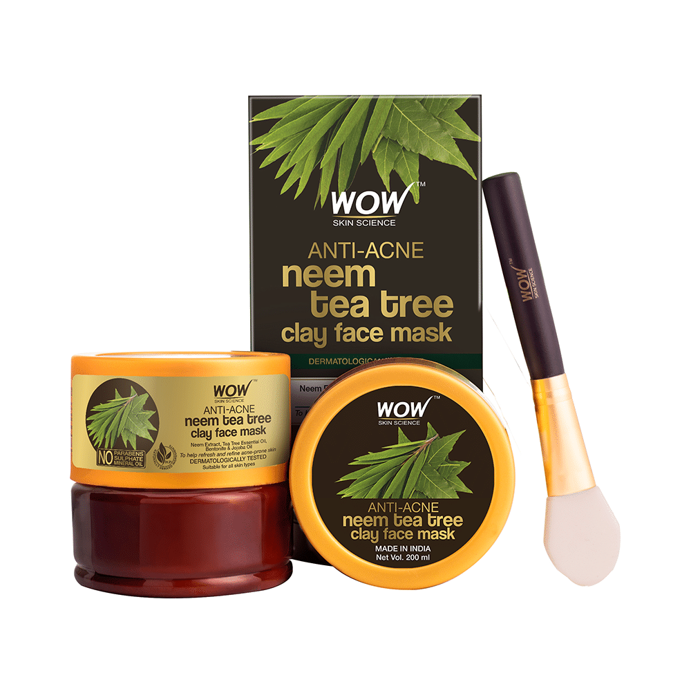 WOW Skin Science Anti Acne Neem Tea Tree Clay Face Mask - Image 1
