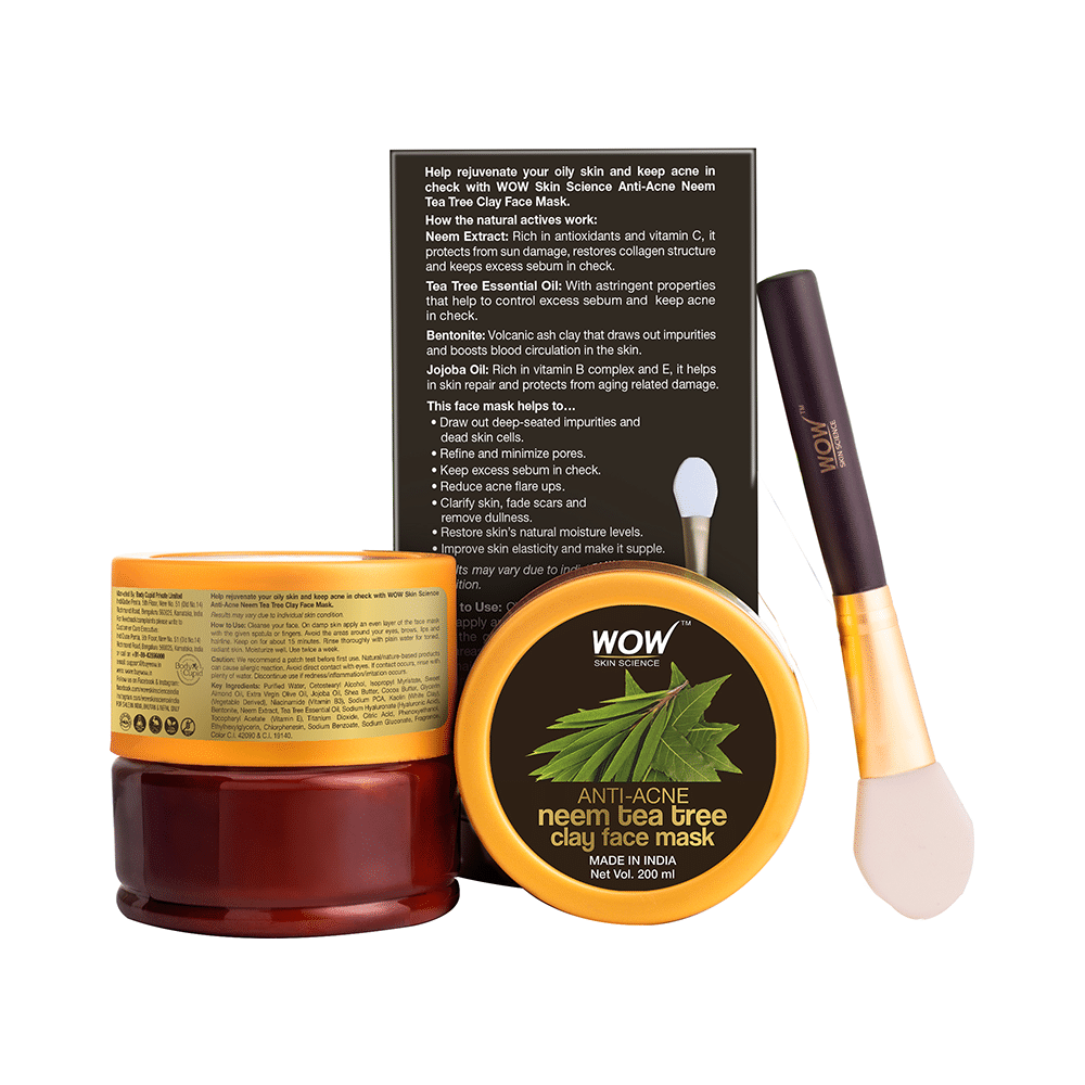 WOW Skin Science Anti Acne Neem Tea Tree Clay Face Mask - Image 2