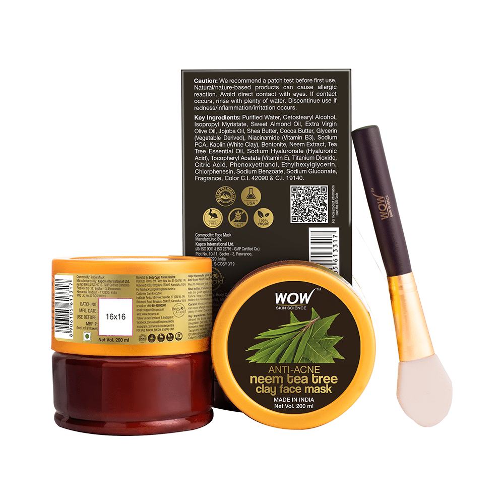 WOW Skin Science Anti Acne Neem Tea Tree Clay Face Mask - Image 3
