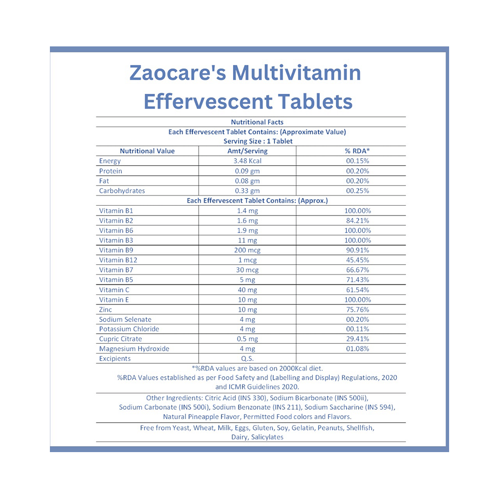 Zaocare Multivitamin Effervescent Tablet Pineapple - Image 2