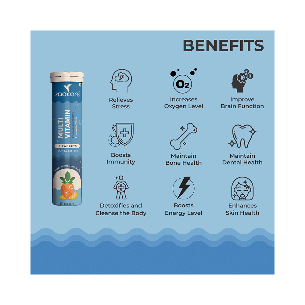 Zaocare Multivitamin Effervescent Tablet Pineapple - Image 4