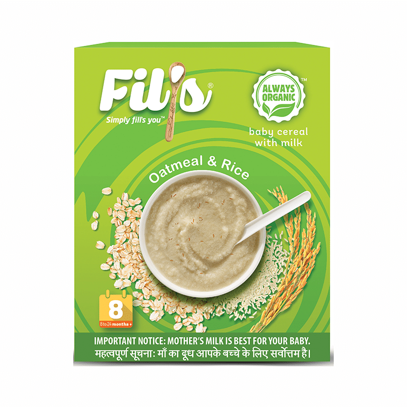 Fil's Organic Baby Cereal with Milk, 8-24 Months + Oatmeal and Rice - Image 1
