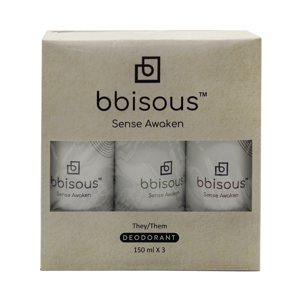 Bbisous Combo Pack of Sense Awoken Deodorant (150ml Each) Green, Blue & Brown - Image 3