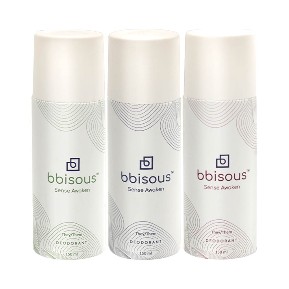 Bbisous Combo Pack of Sense Awoken Deodorant (150ml Each) Green, Blue & Brown - Image 1