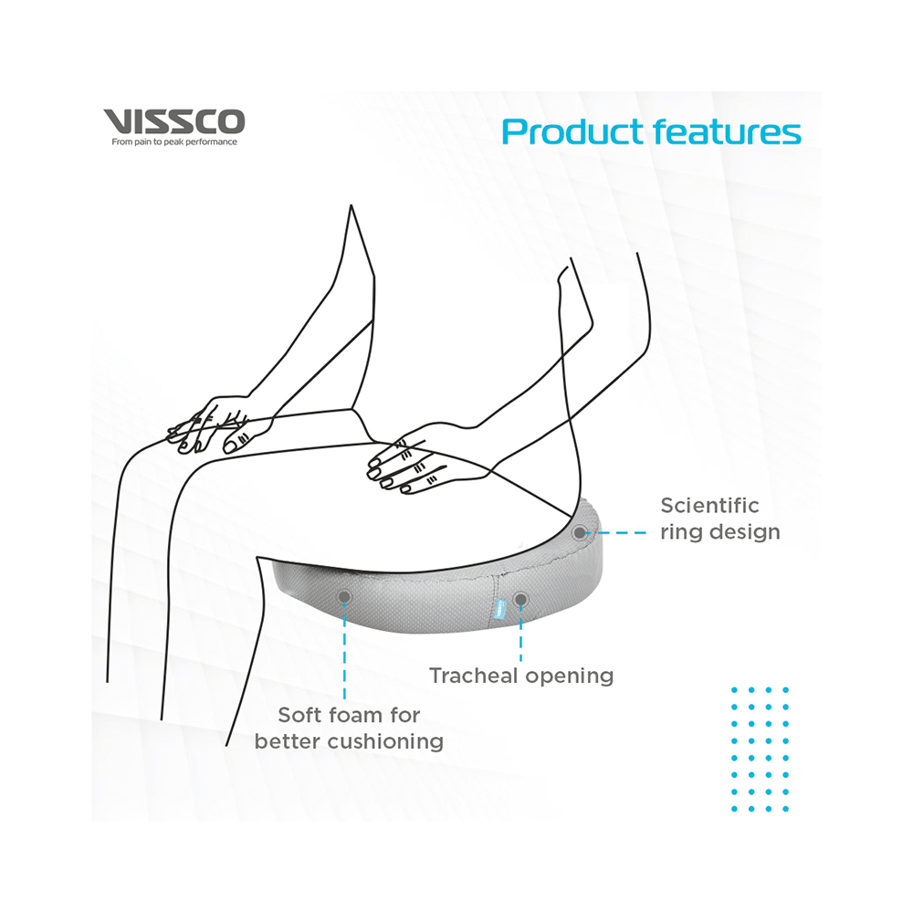 Vissco 01118 Round Ring Pillow for Bed Sores Universal Grey - Image 3
