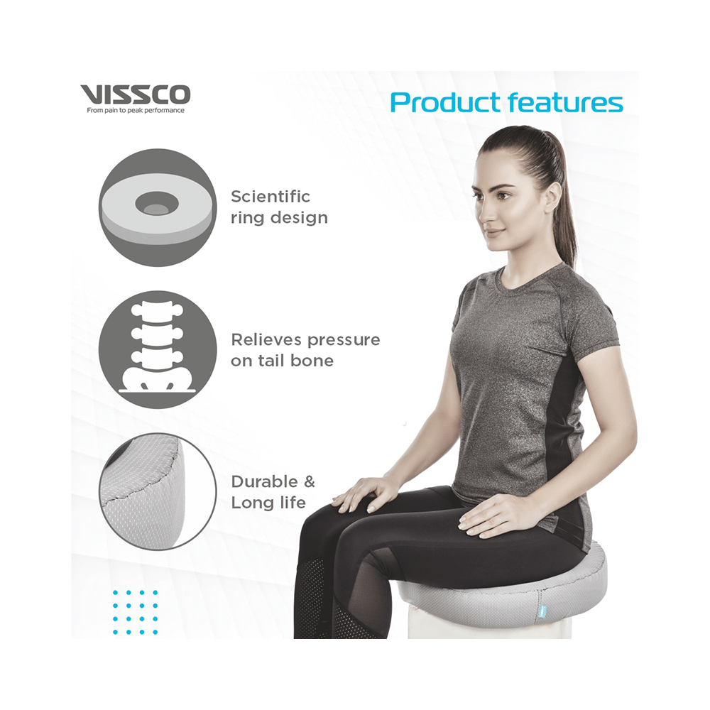 Vissco 01118 Round Ring Pillow for Bed Sores Universal Grey - Image 4