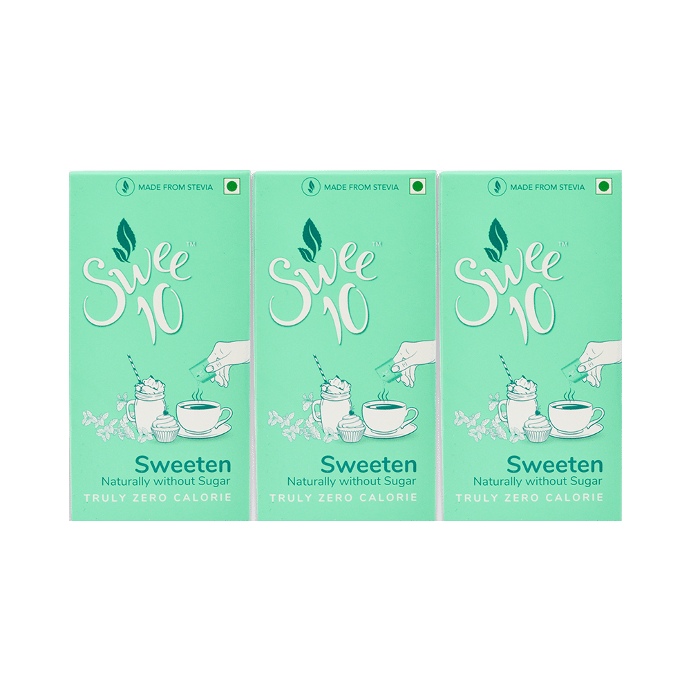 Swee10 Natural Stevia Sweetener Powder | Sugar Free | Zero Calorie Sugar Substitute 30 Sachet (1gm Each) - Image 1
