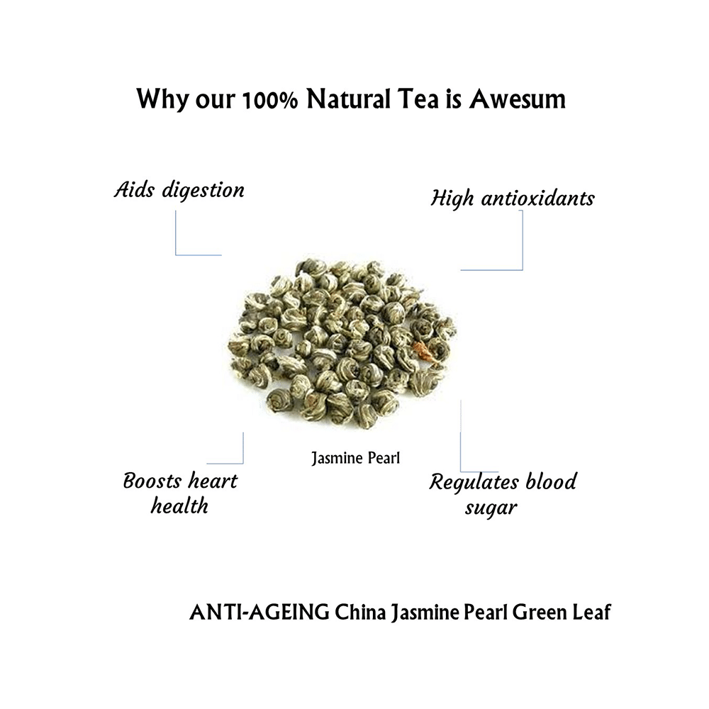 Radhikas Fine Teas Natural Romance Series Anti-Ageing China Jasmine Pearl Green Leaf - Image 5