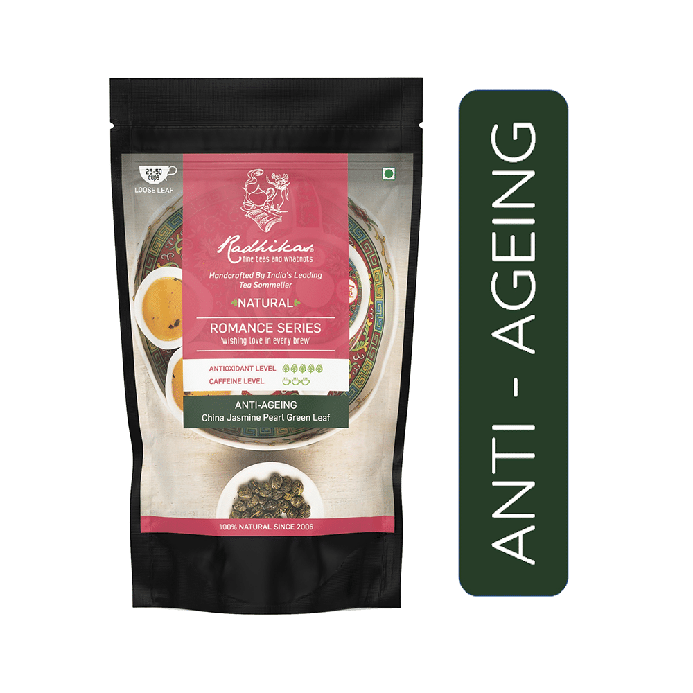 Radhikas Fine Teas Natural Romance Series Anti-Ageing China Jasmine Pearl Green Leaf - Image 1