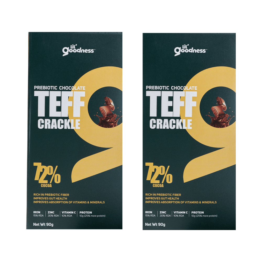 Lil Goodness Prebiotic Chocolate (90gm Each) Teff Crackle 72% Cocoa - Image 1